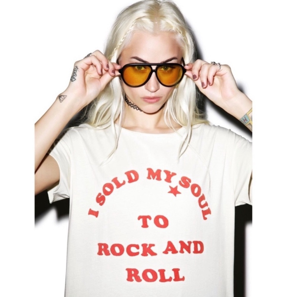 NWOT Junk Food I Sold My Soul To Rock And Roll Tee